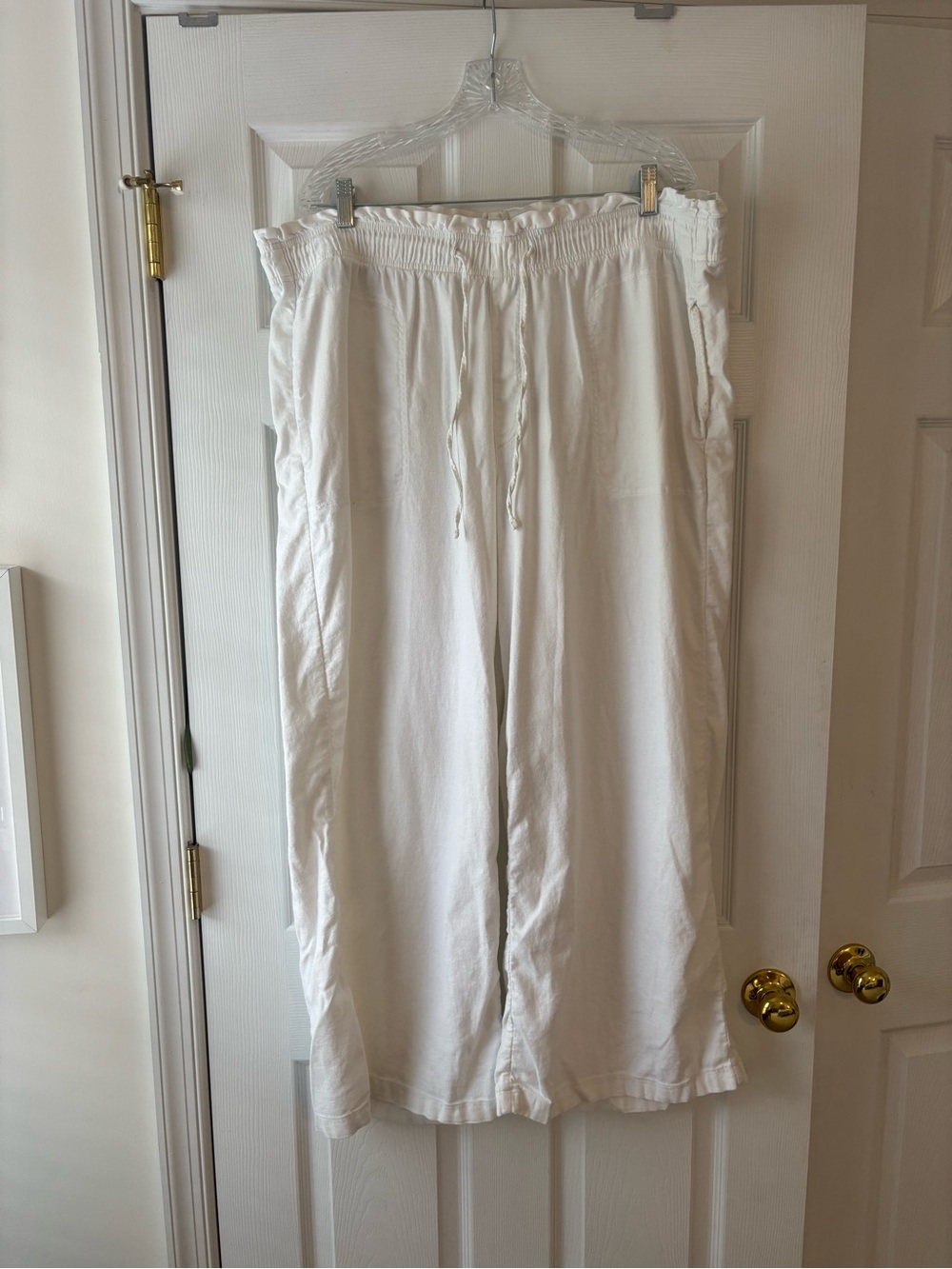 American Eagle XXL White Drawstring Wide-Leg Pants
